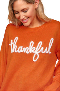 Thanksgiving Full Size Metallic Glitter Embroidery Sweater