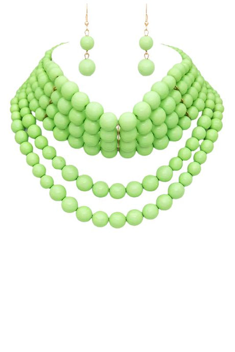 Layered Beads Statement Choker Necklace Set