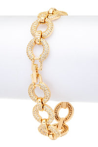 Micro Setting CZ Chain Link Statement Bracelet