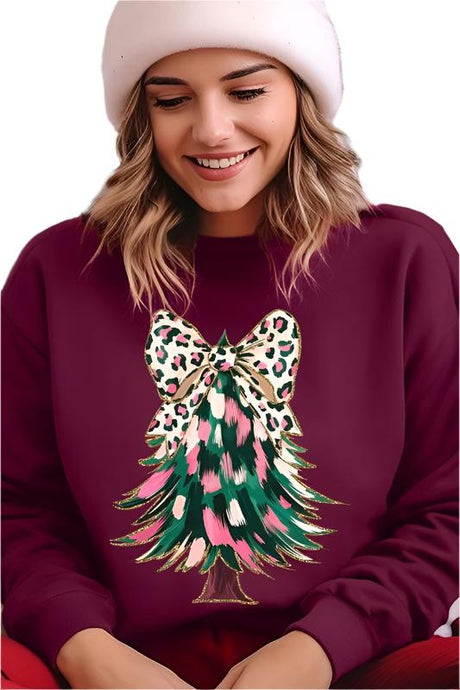 Faux Glitter Colorful Christmas Tree Sweatshirts