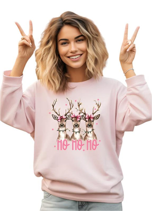 Ho Ho Ho Deer Cozy Crewneck Sweatshirt