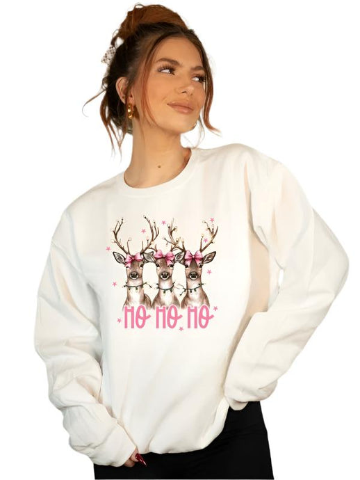 Ho Ho Ho Deer Cozy Crewneck Sweatshirt