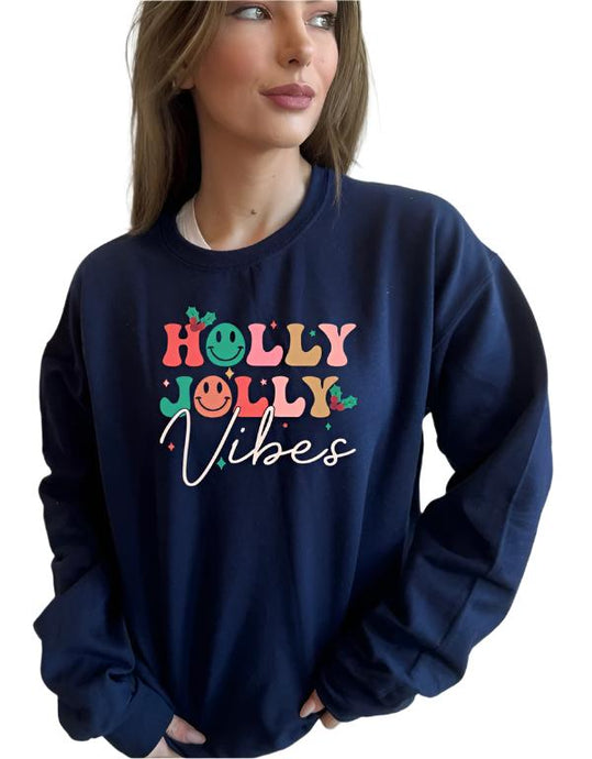 Holly Jolly Vibes Cozy Crewneck Sweatshirt