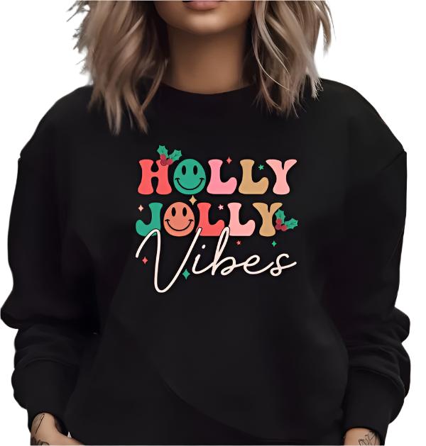 Holly Jolly Vibes Cozy Crewneck Sweatshirt