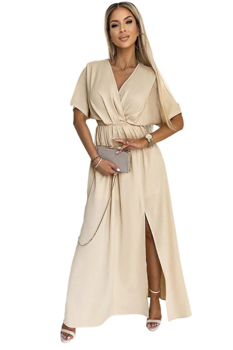 Surplice Neck Slit Maxi Dress