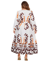 Load image into Gallery viewer, Honey Plus Size Printed Surplice Flounce Sleeve Dress