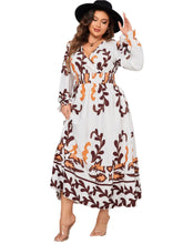 Load image into Gallery viewer, Honey Plus Size Printed Surplice Flounce Sleeve Dress